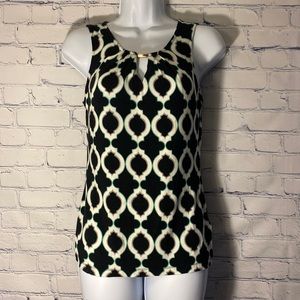 Banana Republic Top Womens XS Black and Cream Sleeveless Keyhole Shirt